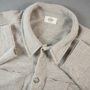 Marine Layer Wool Shacket Overshirt Mens Large Button Up Shirt Jacket 19477